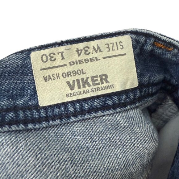 Diesel Viker Regular Straight Button Fly Wash OR90L Mens Jeans Size 34 X 30 - Picture 6 of 7
